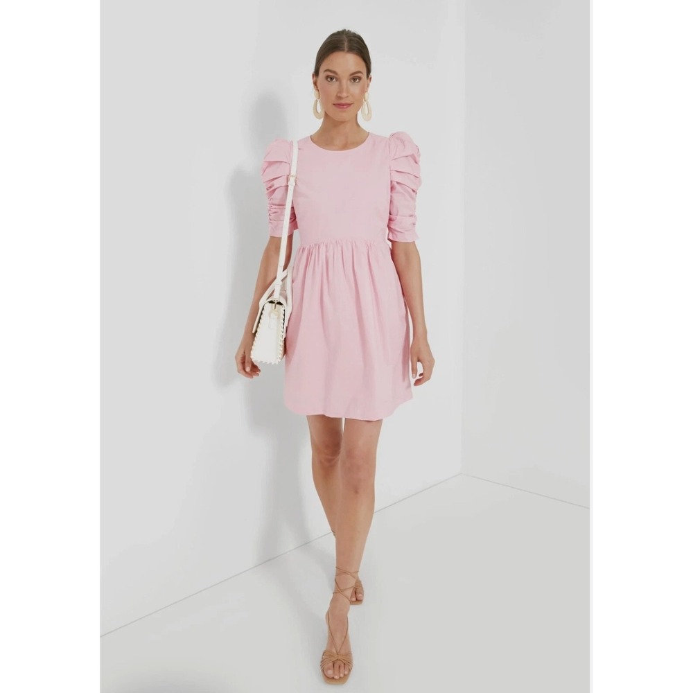 Hyacinth House Pink Puff Sleeve Smocked Barbie Mini Dress Small Preppy Feminine